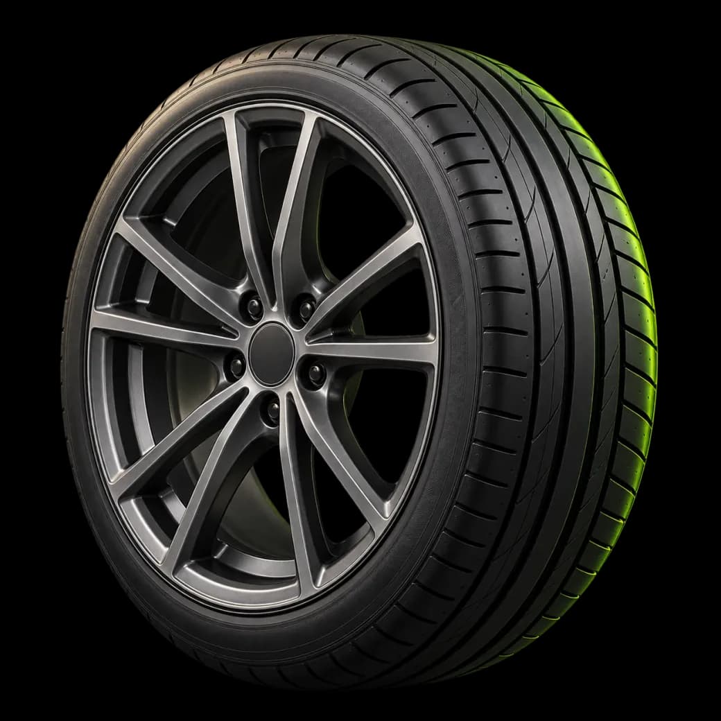 Detailed tyre and alloy wheel